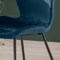 Wohnen Esszimmerstuhl in Blau Samtbezug - Borgio (4er Set)