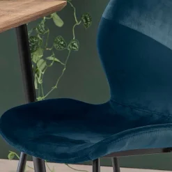 Wohnen Esszimmerstuhl in Blau Samtbezug - Borgio (4er Set)