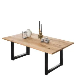 Wohnen Esszimmertisch aus Wildeiche mit Metallbeinen - Rasita