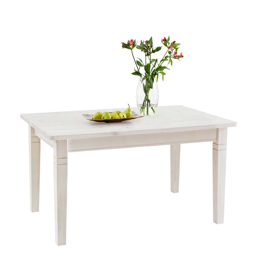 Wohnen Naturholzmöbel|Landhausmöbel*Esszimmertisch Onesti aus Kiefer Weiß Massivholz