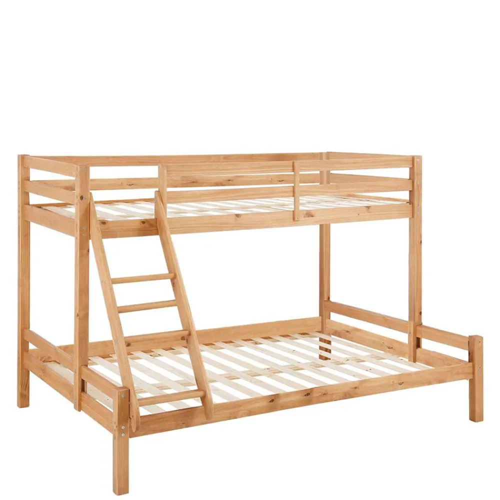 Wohnen Kindermöbel|Kinderbetten*Etagenbett mit breitem Bett unten aus Kiefer - Inverness