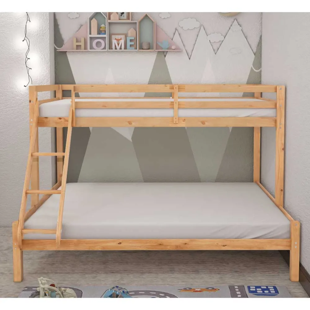 Wohnen Kindermöbel|Kinderbetten*Etagenbett mit breitem Bett unten aus Kiefer - Inverness