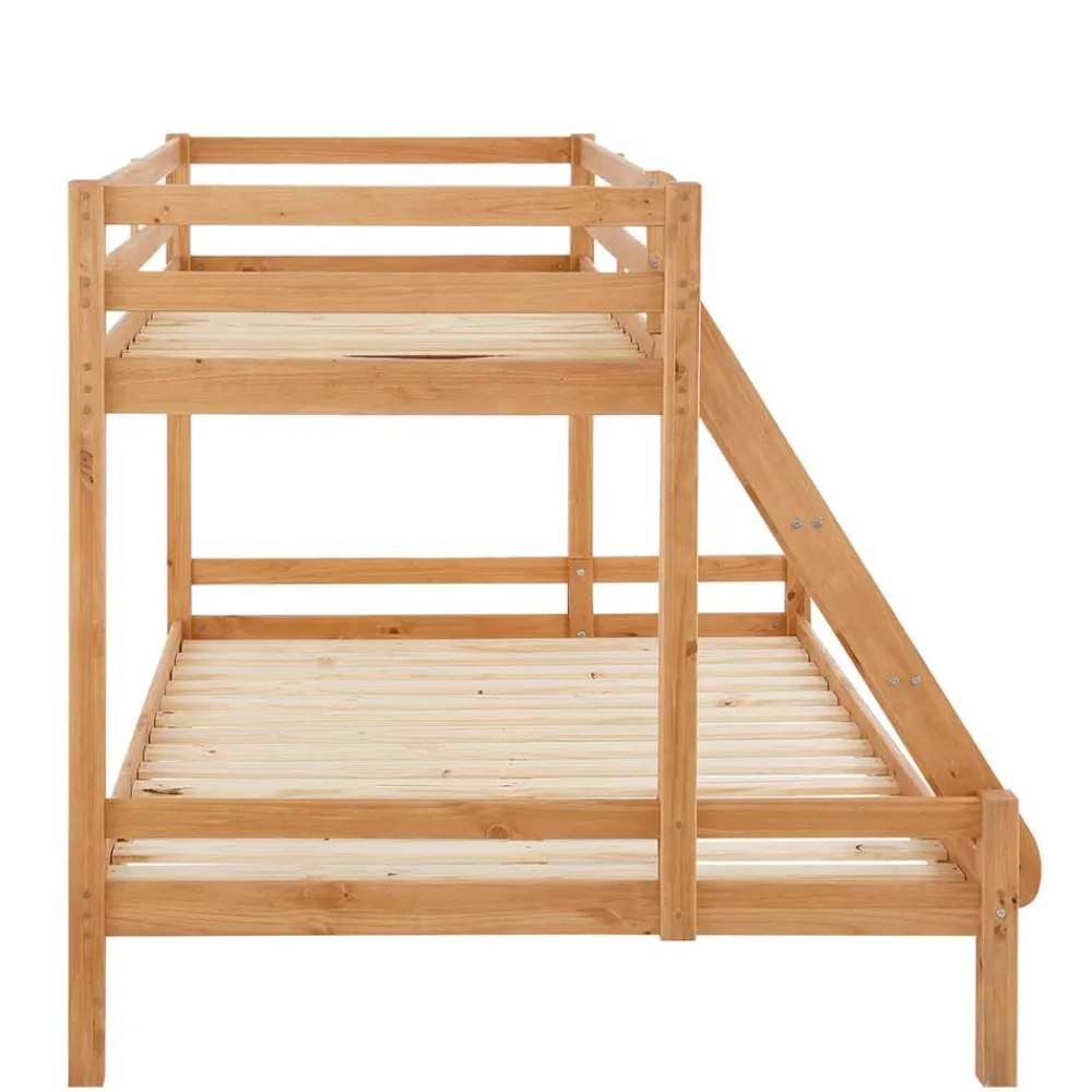 Wohnen Kindermöbel|Kinderbetten*Etagenbett mit breitem Bett unten aus Kiefer - Inverness