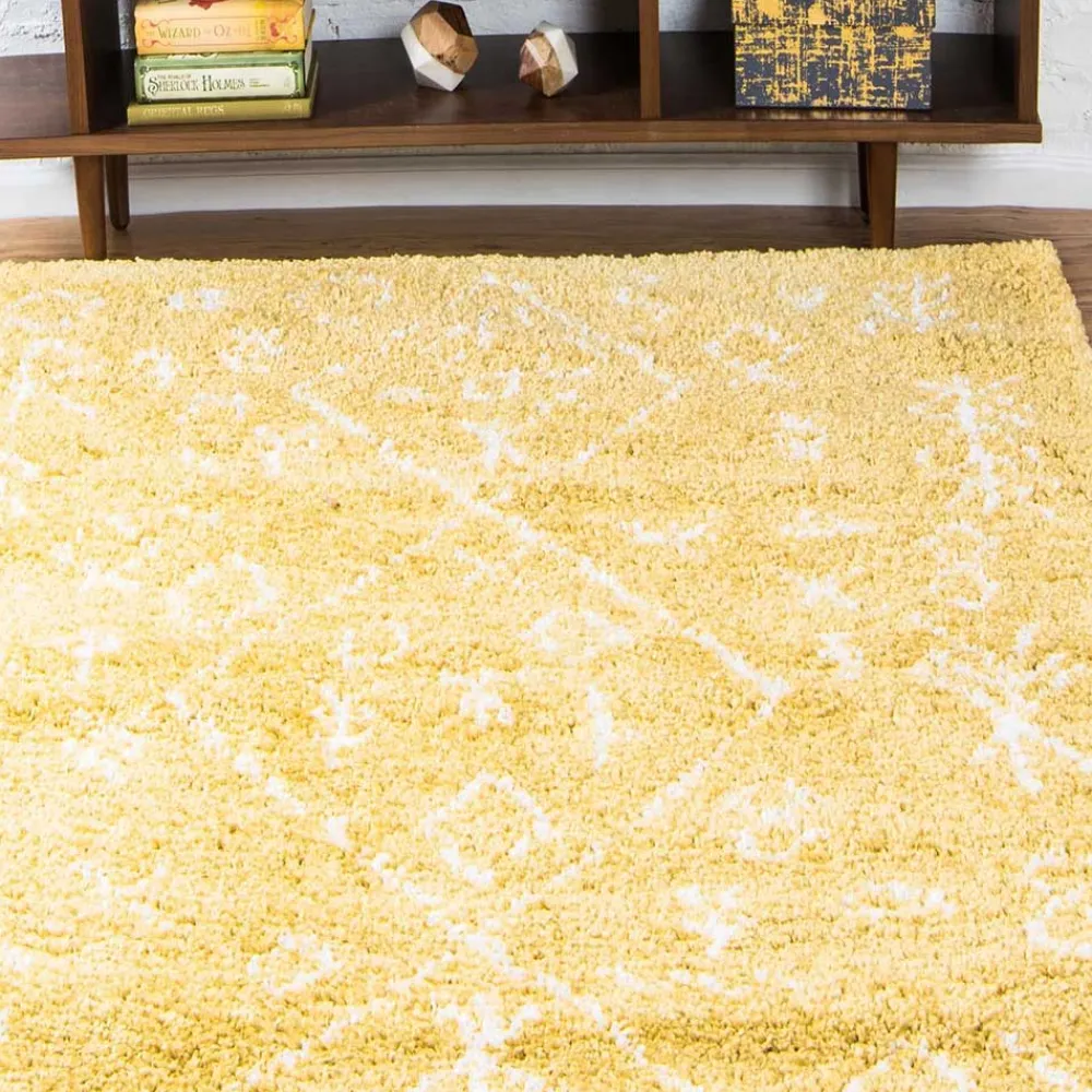 Wohnen Weiße Möbel|Skandinavische Möbel*Ethno Läufer oder Teppich in Gelb & Creme - Kareta