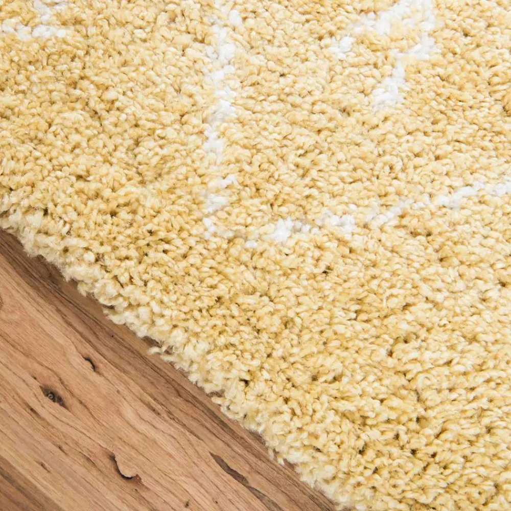 Wohnen Weiße Möbel|Skandinavische Möbel*Ethno Läufer oder Teppich in Gelb & Creme - Kareta