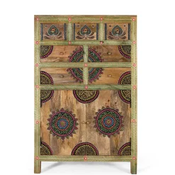 Wohnen Boho Style Möbel|Orientalische Möbel*Ethno Style Highboard handbemalt - Azua
