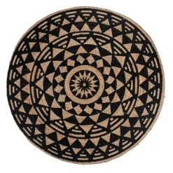 Wohnen Ethno Style Teppich aus Jute in Natur & Schwarz - Conturay