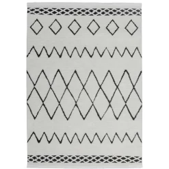 Wohnen Ethno Style Teppich in Weiß und Schwarz - Blouno