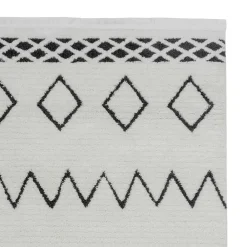Wohnen Ethno Style Teppich in Weiß und Schwarz - Blouno