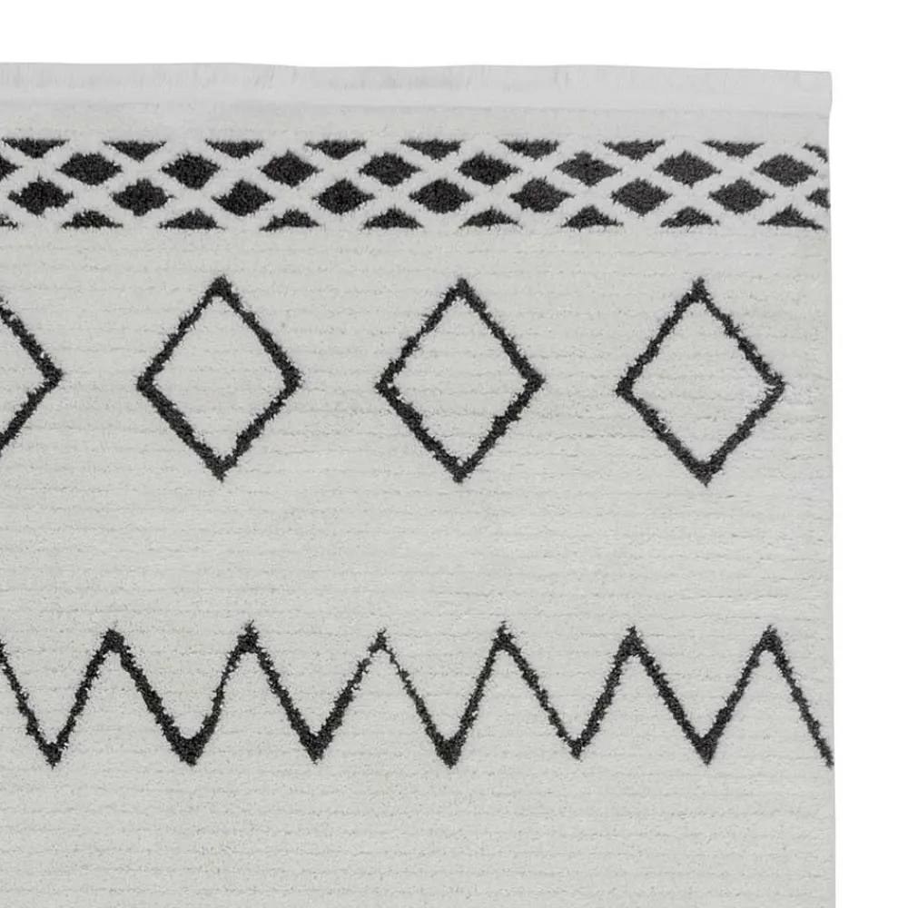 Wohnen Ethno Style Teppich in Weiß und Schwarz - Blouno