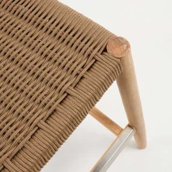 Wohnen Rattanmöbel*Eukalyptusholz Barstuhl mit Kordel Geflecht - Hajana