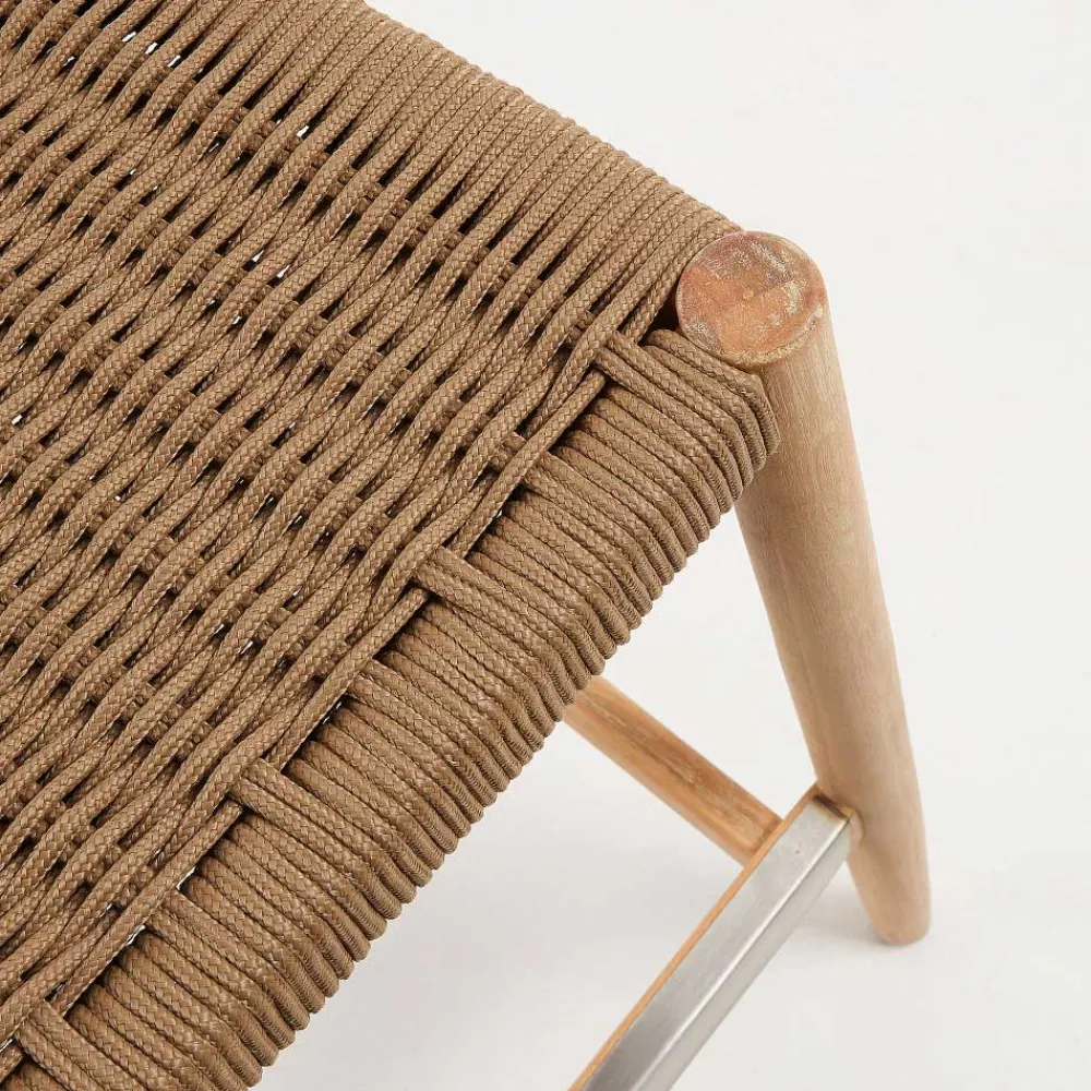 Wohnen Rattanmöbel*Eukalyptusholz Barstuhl mit Kordel Geflecht - Hajana