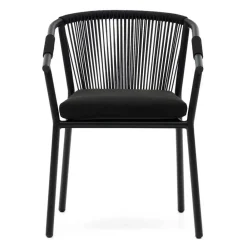 Wohnen Rattanmöbel|Metall-Gartenmöbel*Extravagante Gartenstühle in Schwarz - Onna (4er Set)