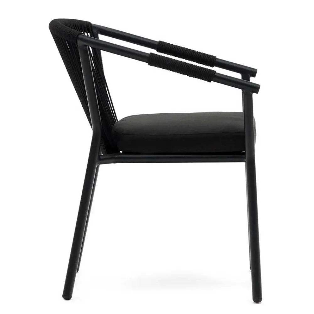 Wohnen Rattanmöbel|Metall-Gartenmöbel*Extravagante Gartenstühle in Schwarz - Onna (4er Set)