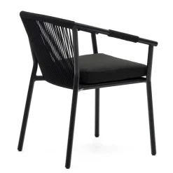 Wohnen Rattanmöbel|Metall-Gartenmöbel*Extravagante Gartenstühle in Schwarz - Onna (4er Set)