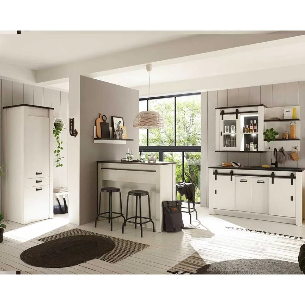 Wohnen Küche Komplett|Küchenzeilen*Extravagante Küchenmöbel inklusive Theke - Eture (sechsteilig)