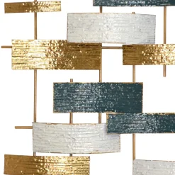 Wohnen Extravagante Wanddekoration in Blau Creme Gold - Epos