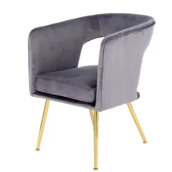 Wohnen Retro Möbel*Extravaganter Samt Tischsessel in Grau & Gold - Ilfred