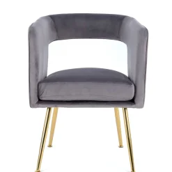 Wohnen Retro Möbel*Extravaganter Samt Tischsessel in Grau & Gold - Ilfred