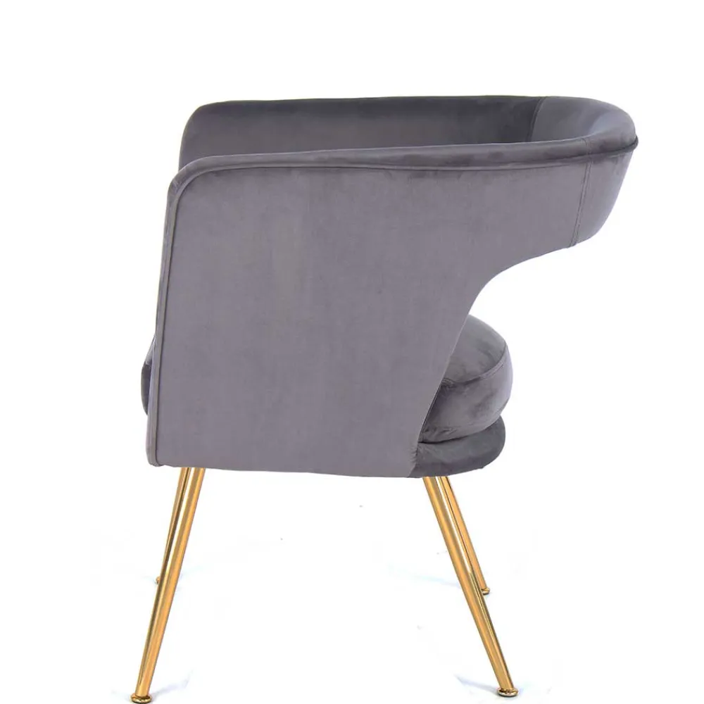 Wohnen Retro Möbel*Extravaganter Samt Tischsessel in Grau & Gold - Ilfred