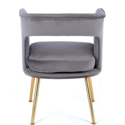 Wohnen Retro Möbel*Extravaganter Samt Tischsessel in Grau & Gold - Ilfred