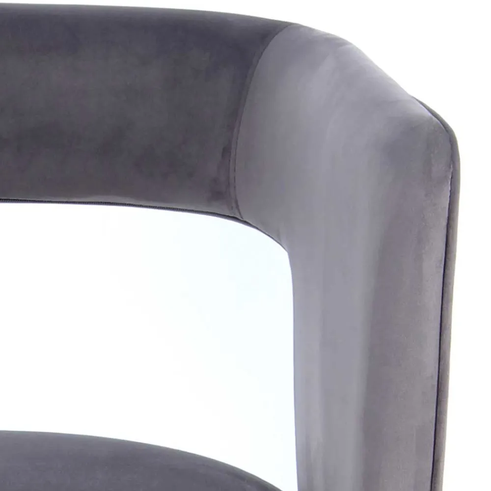 Wohnen Retro Möbel*Extravaganter Samt Tischsessel in Grau & Gold - Ilfred