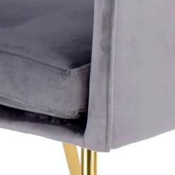 Wohnen Retro Möbel*Extravaganter Samt Tischsessel in Grau & Gold - Ilfred