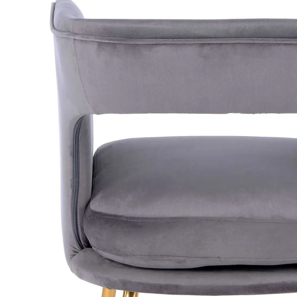 Wohnen Retro Möbel*Extravaganter Samt Tischsessel in Grau & Gold - Ilfred