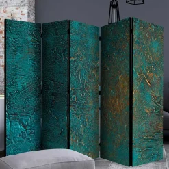 Wohnen Paravents*Faltbare Trennwand in Türkis & Gold - Vigretta
