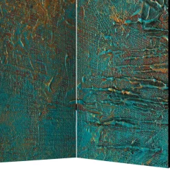 Wohnen Paravents*Faltbare Trennwand in Türkis & Gold - Vigretta