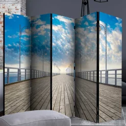 Wohnen Faltbarer Fotoparavent Schäfchenwölkchen über Pier - Ekdanza