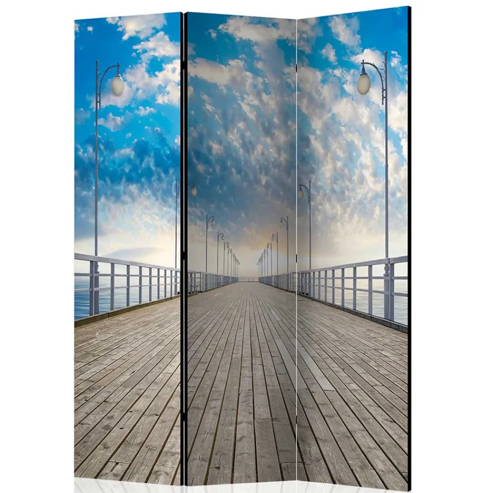 Wohnen Faltbarer Fotoparavent Schäfchenwölkchen über Pier - Ekdanza