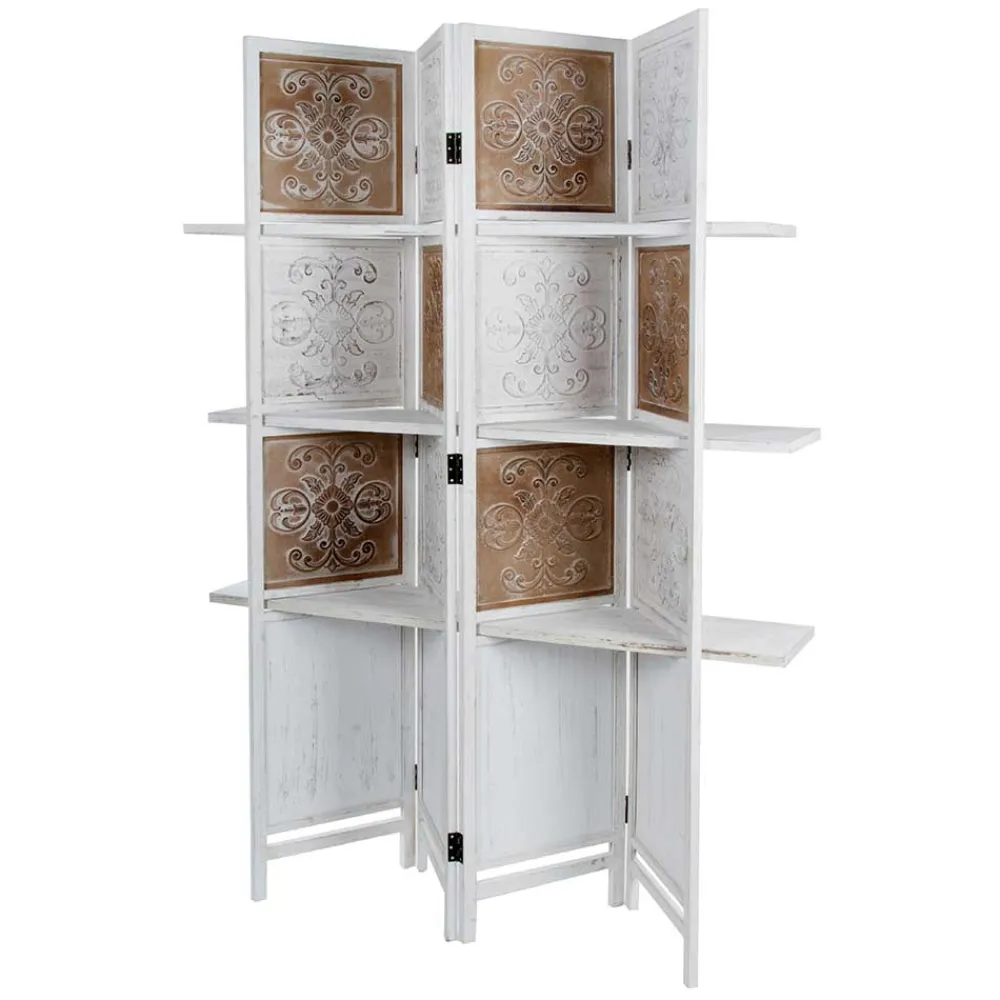 Wohnen Wohnzimmer-Regale|Shabby Chic Möbel*Faltbarer Paravent - auch als Regal nutzbar - Varese