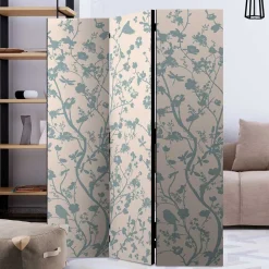 Wohnen Paravents*Faltbarer Raumteiler in Creme & Blaugrau - Emilio