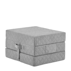 Wohnen Faltmatratze Polsterhocker in Grau Stoff - Samba