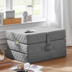 Wohnen Faltmatratze Polsterhocker in Grau Stoff - Samba