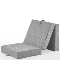 Wohnen Faltmatratze Polsterhocker in Grau Stoff - Samba
