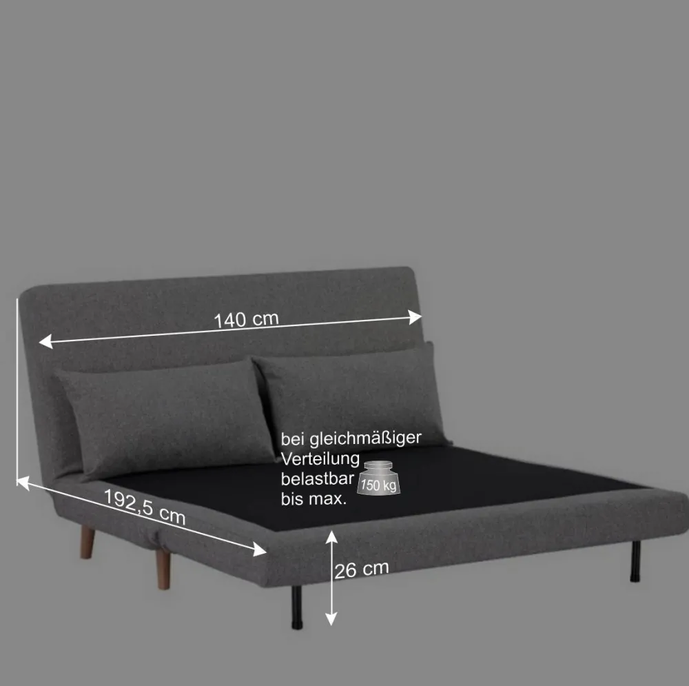 Wohnen Sofas|Sofa*Faltsofa in Grau und Birke - Lucas