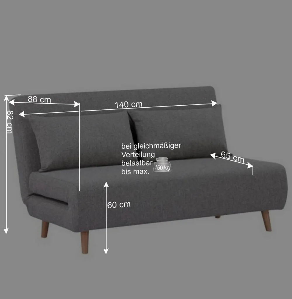 Wohnen Sofas|Sofa*Faltsofa in Grau und Birke - Lucas