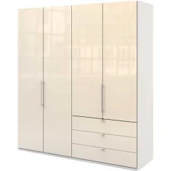 Wohnen Kleiderschränke|Kleiderschränke*Falttüren Kleiderschrank in Creme Glas - Zidarie