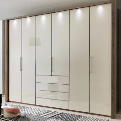 Wohnen Kleiderschränke|Kleiderschränke*Falttüren Kleiderschrank in Beige Glasfront - Budelli