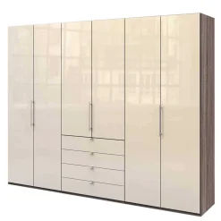 Wohnen Kleiderschränke|Kleiderschränke*Falttüren Kleiderschrank in Beige Glasfront - Budelli