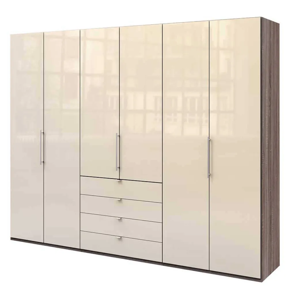 Wohnen Kleiderschränke|Kleiderschränke*Falttüren Kleiderschrank in Beige Glasfront - Budelli