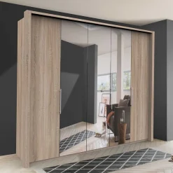 Wohnen Kleiderschränke|Kleiderschränke*Falttüren Kleiderschrank mit Spiegel - Zayun