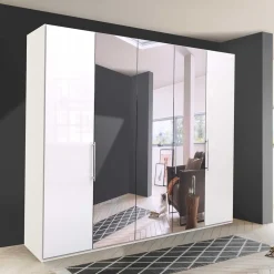 Wohnen Falttüren Kleiderschrank mit Spiegel & Glas - Dolienca