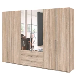 Wohnen Glasmöbel|Kleiderschränke*Falttüren-Schlafzimmerschrank in Eiche Sägerau - Zayun