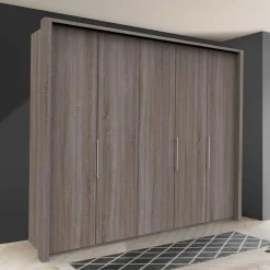 Wohnen Falttürenschrank foliert in Holzoptik - Crenba