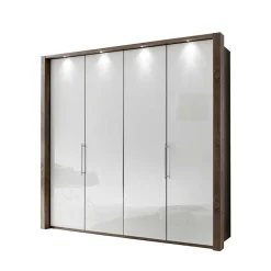 Wohnen Weiße Möbel|Jugendzimmerschränke*Falttürenschrank Yutaha in Weiß Eiche Trüffel