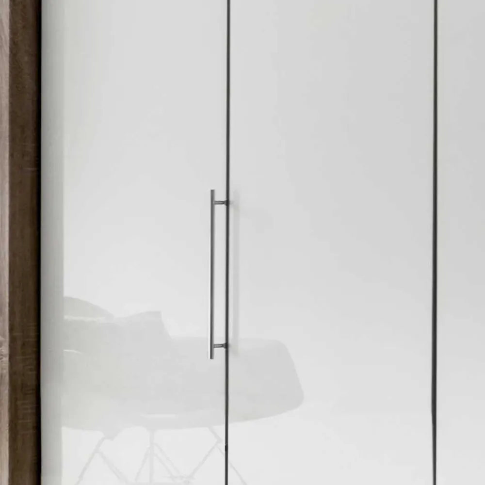 Wohnen Weiße Möbel|Jugendzimmerschränke*Falttürenschrank Yutaha in Weiß Eiche Trüffel