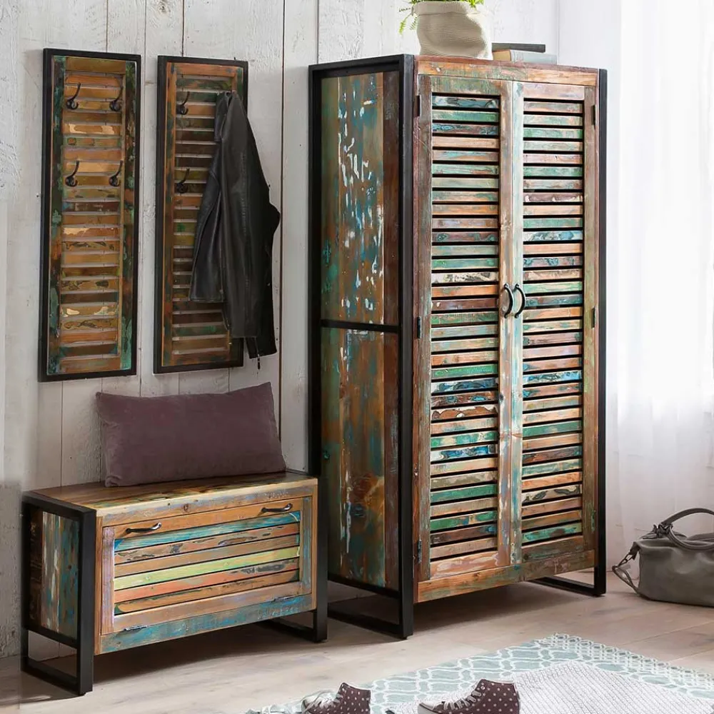 Wohnen Garderoben|Garderoben*Farbenfrohe Flureinrichtung im Shabby Chic - Vosbadus (vierteilig)
